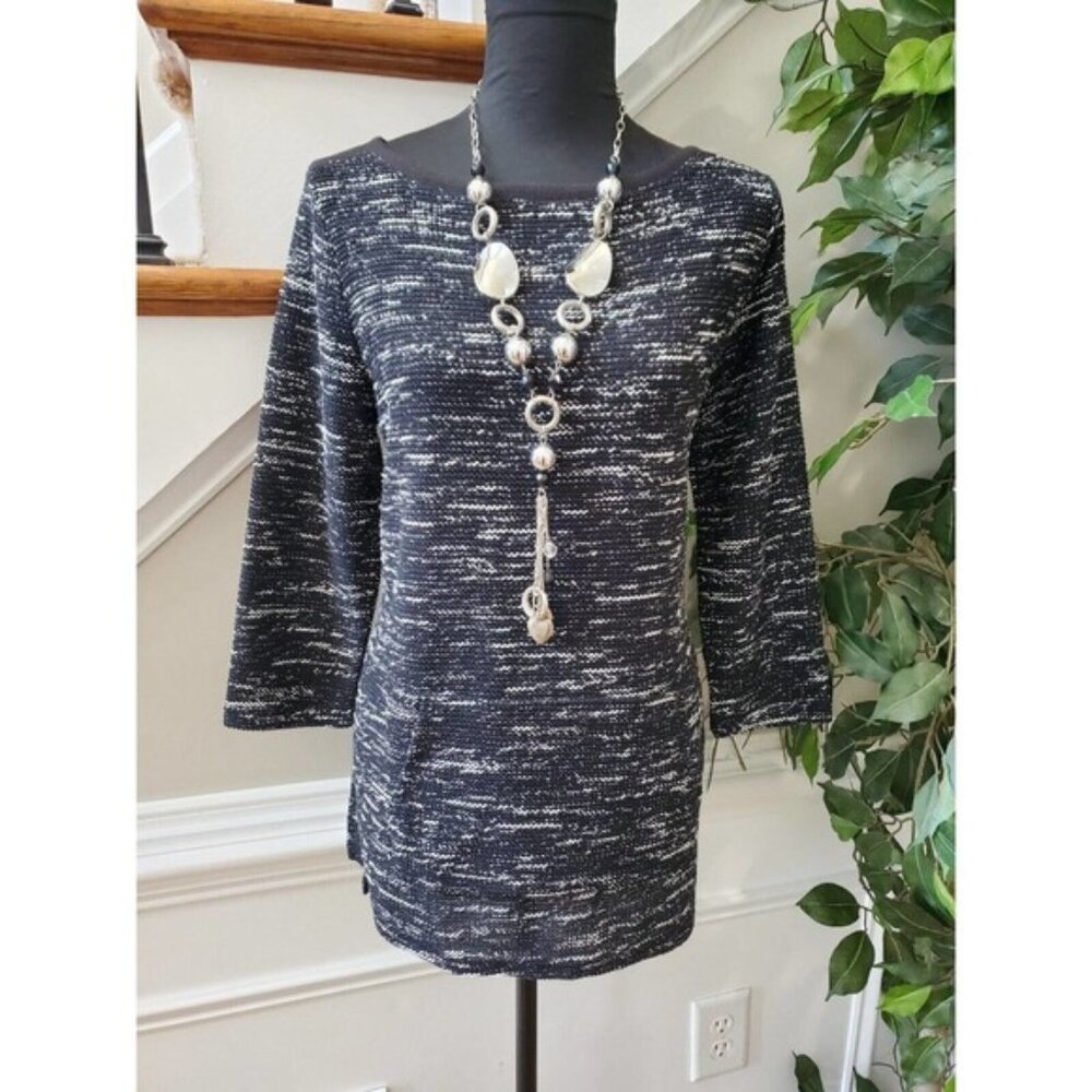 Liz Claiborne Women's Black Polyester Round Neck Long Sleeve Blouse Size Medium